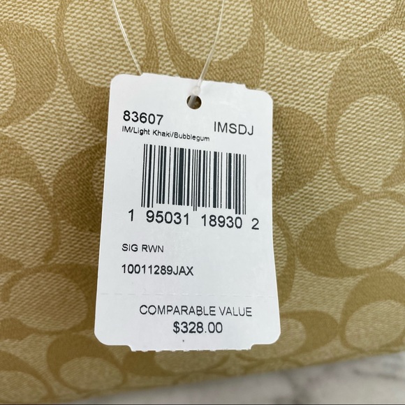 Coach Signature Light Khaki Pink Rowan Satchel - Picture 7 of 10